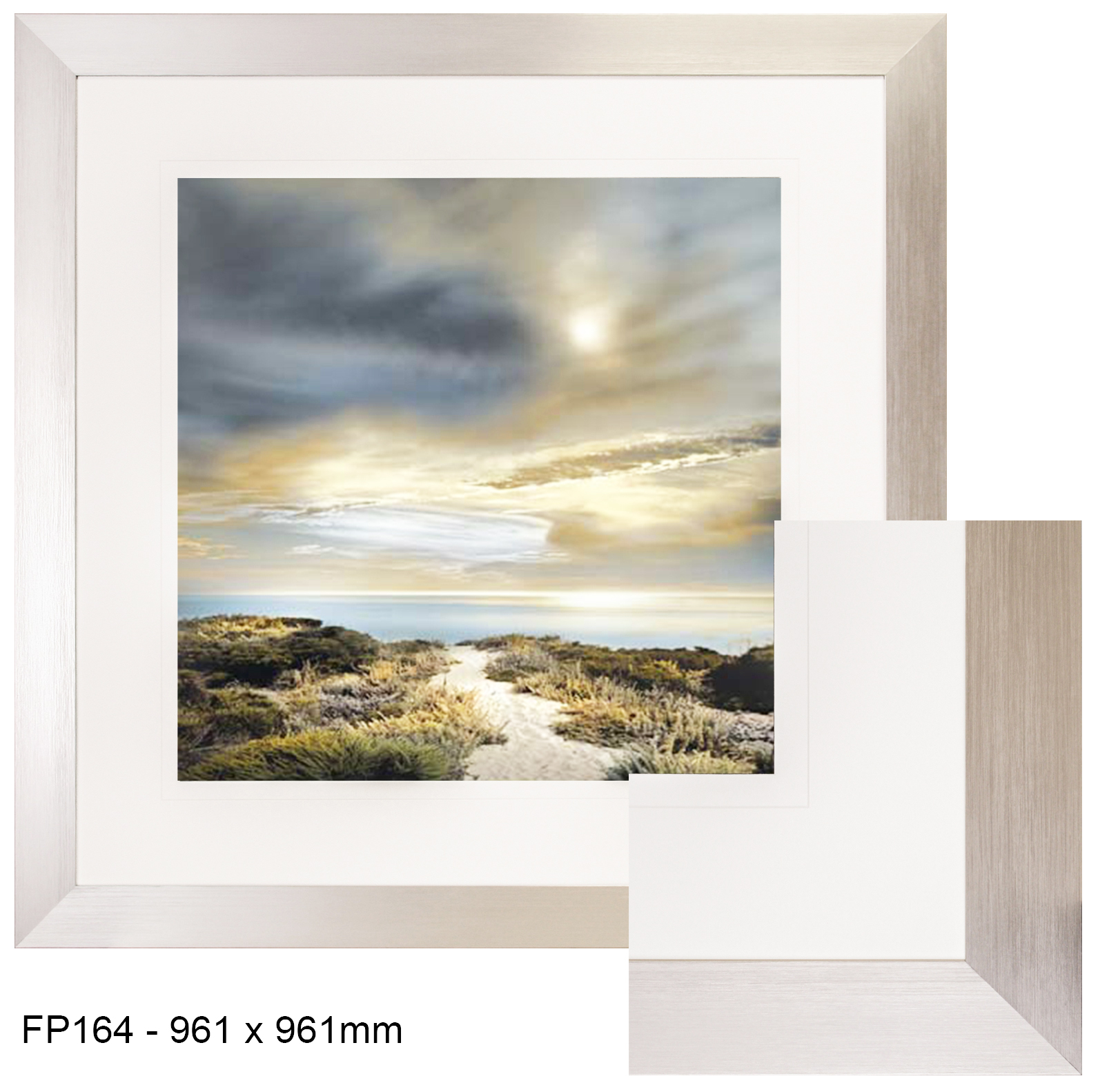 FP164 Wall décor art framed print seascape silver frame